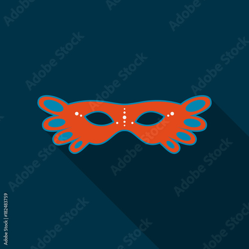 Carnival, masquerade, party and festive accessories. Mask in the form of a silhouette of the face, with decorative patterns and ornaments. Masquerade colorful masks.