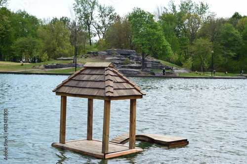 wooden architecture in the lake