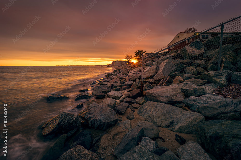 Sunset at Walnut Beach in Milford, Connecticut, USA.