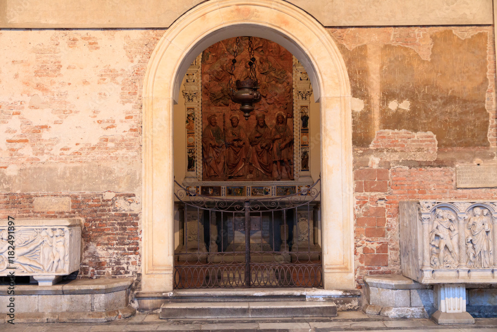 Italy. Pisa, Cathedral Square, The Campo Santo, Holy Field, Camposanto Monumentale, monumental cemetery, Camposanto Vecchio, old cemetery. 2016-11-02