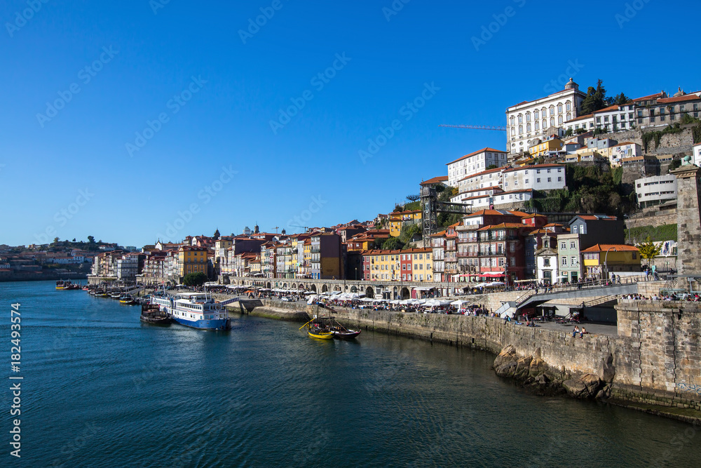 Douro river and Ribeira view, Porto, Portugal.