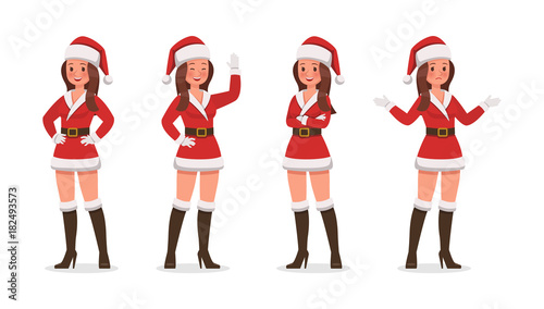 Santa Claus woman character vector design for christmas. Presentation in various action.