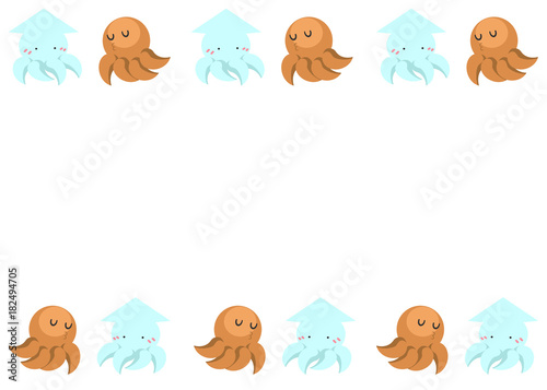 タコとイカの頭足類フレーム Stock イラスト Adobe Stock
