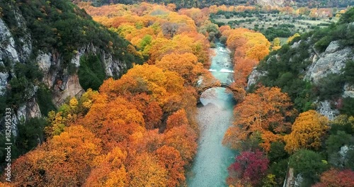 Aerial flight with drone over the Vikos Canyon