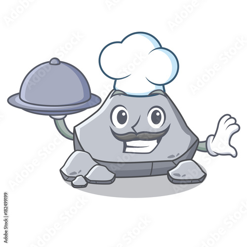 Chef with food stone character cartoon style