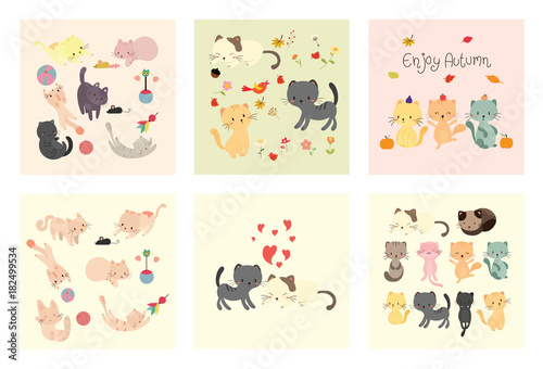 cute cat vector set