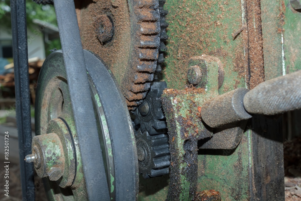 Gear and chain in machinery.