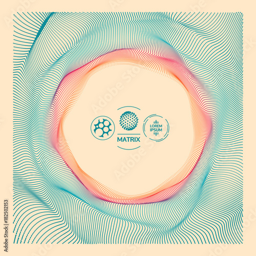 Tunnel. Array with Dynamic Particles. Futuristic Style. Cyberspace Grid. 3D Vector Illustration.