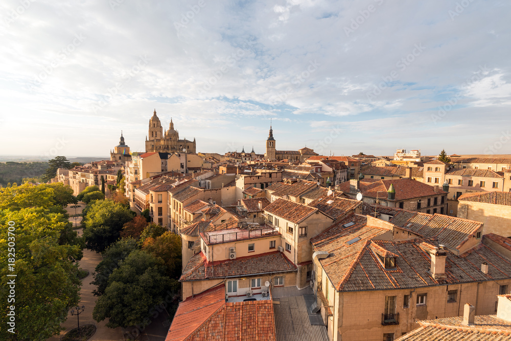 View of the small historic city of Segovia in central Spain