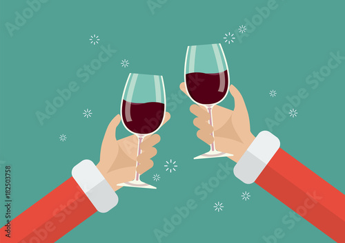 Santa toasting a wine glasses