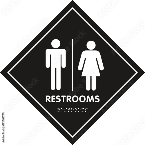 Restroom Sign diagonal braille