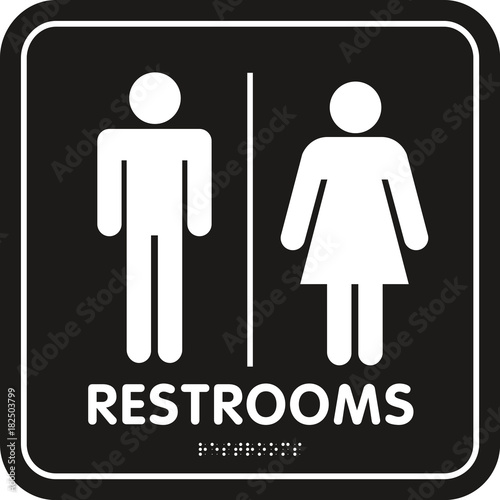 Restroom Sign rounded corners braille