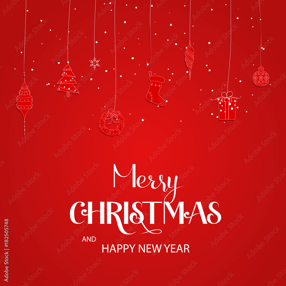 Merry Christmas handdrawn lettering design elements. Great element for cards, banners and flyers.