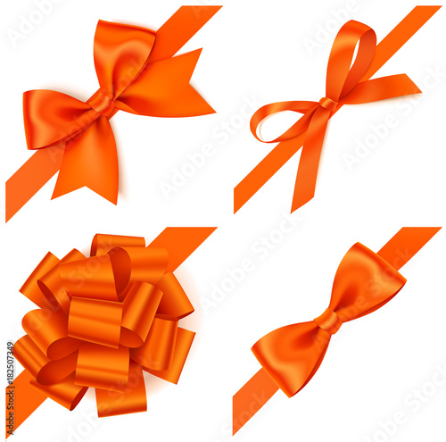 Orange bow, ribbon. Isolated. On white background , #sponsored, #ribbon,  #bow, #Orange, #background, #white #ad