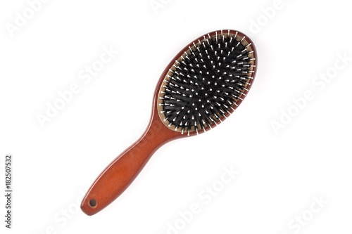 Comb with a wooden handle.