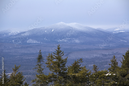 View of Kennebago Mountain from summit of Bald Mountain in winter.