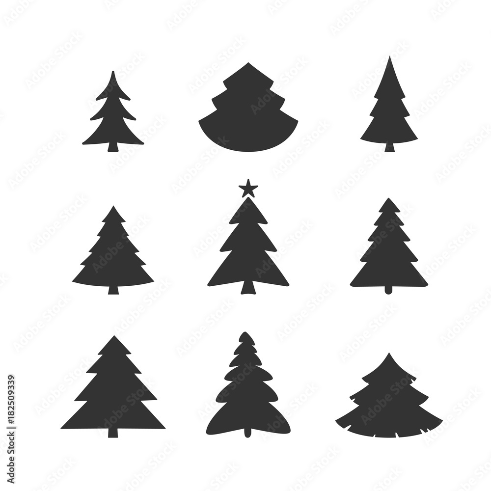 Obraz premium christmas tree vector icon set