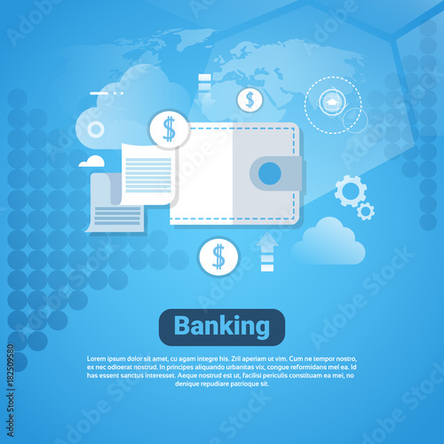 Banking Template Web Banner With Copy Space Money Savings Concept Flat Vector Illustration