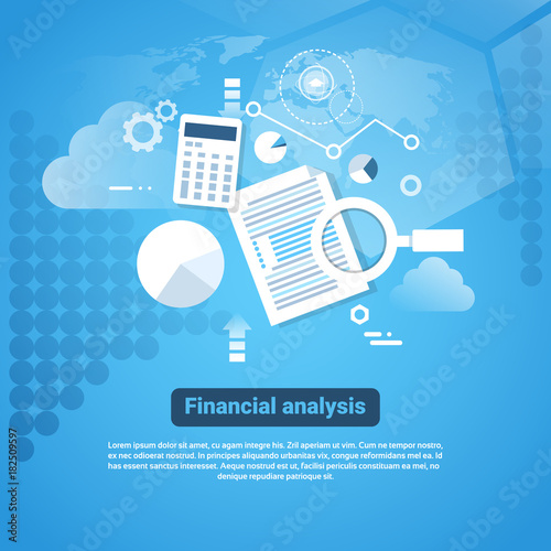 Template Web Banner With Copy Space Financial Analysis Concept Flat Vector Illustration