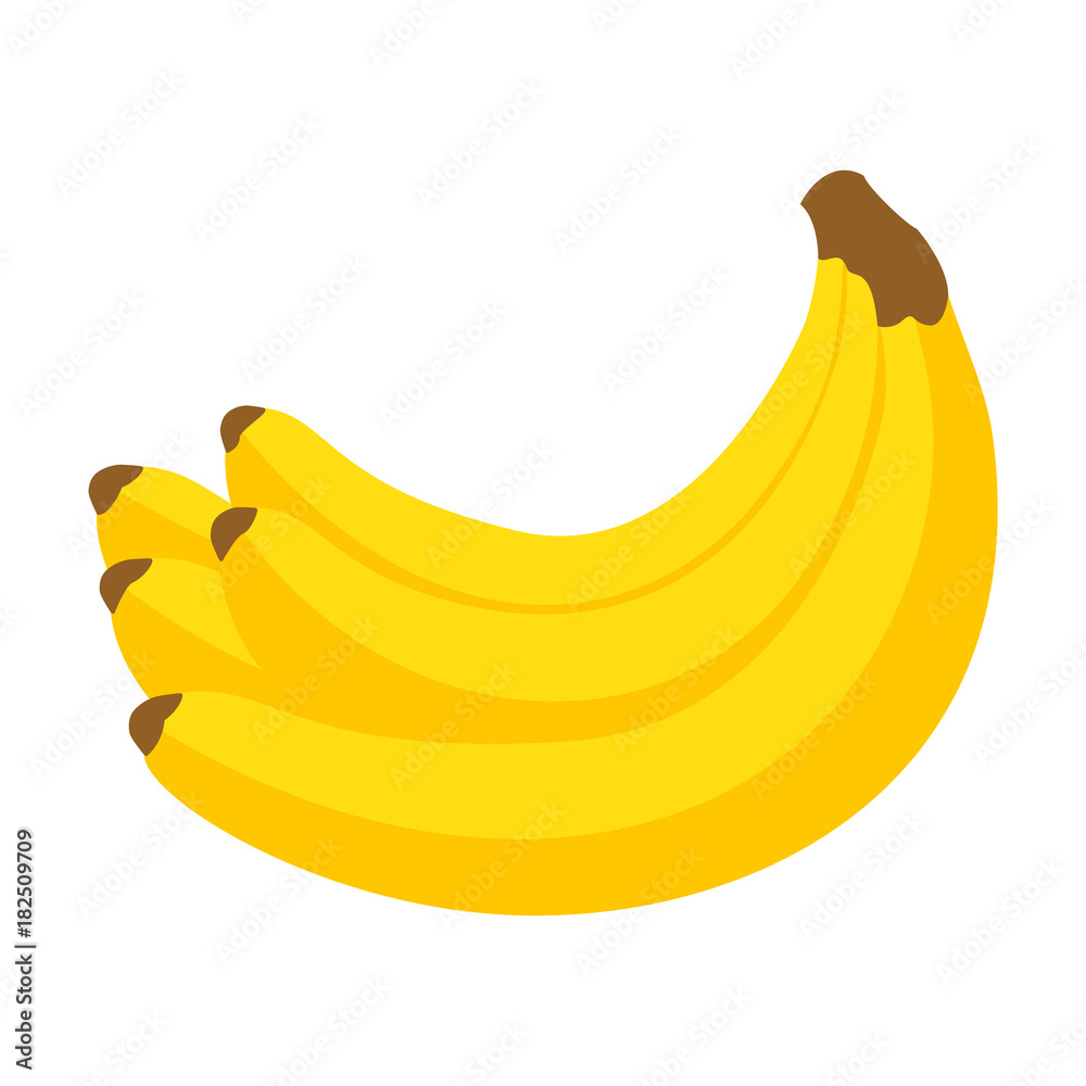 Vector illustration of a yellow ripe banana on an isolated white background