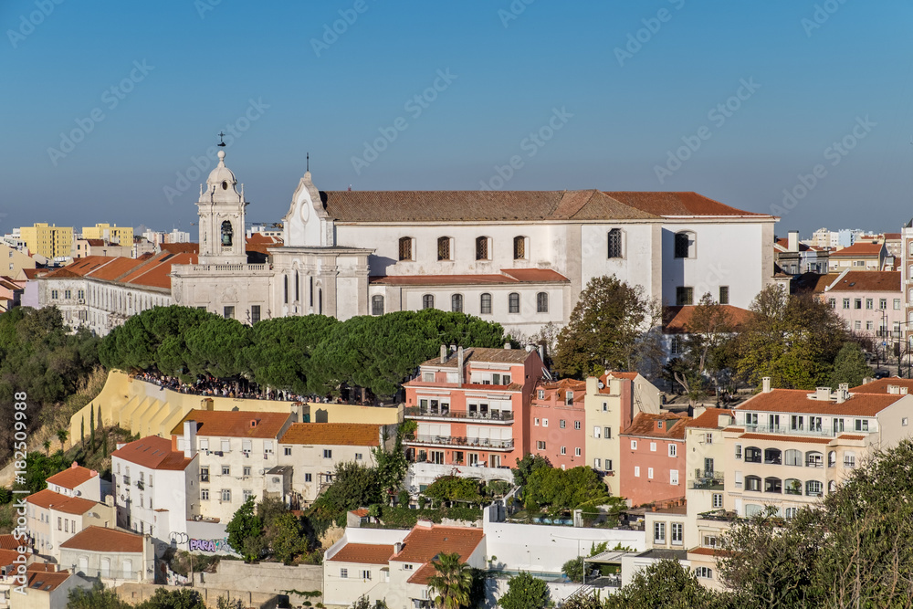 View on Sao Vicente de Fora church from Saint Jorge Castle. Lisbon. Portugal