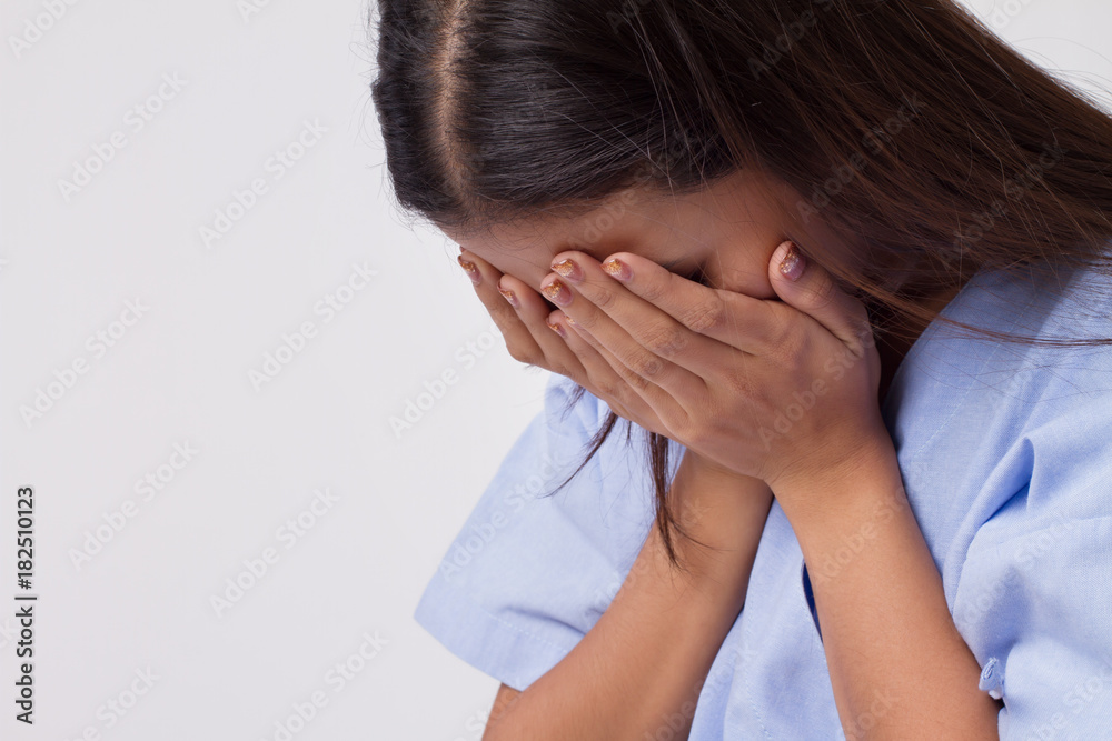 stressed sick asian woman face-palm stressed sick asian woman face-palm