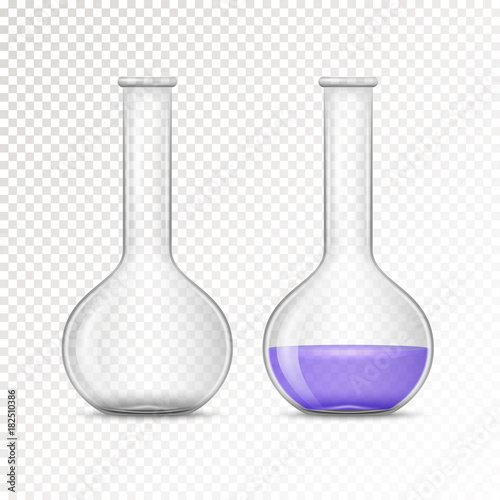 Empty and Filled flask for chemical lab