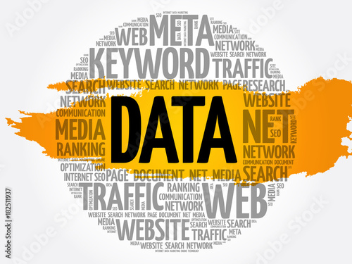 DATA word cloud collage, technology concept background