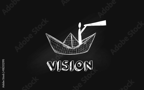 Business strategy concept. Metaphor of intuition and vision. Vector hand drawn sketch photo