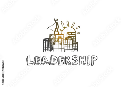 Leadership vector hand drawn Infographic concept. Business strategy, financial managament and office illustration