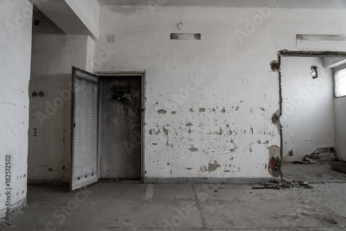 Damaged cabinet in abandoned building