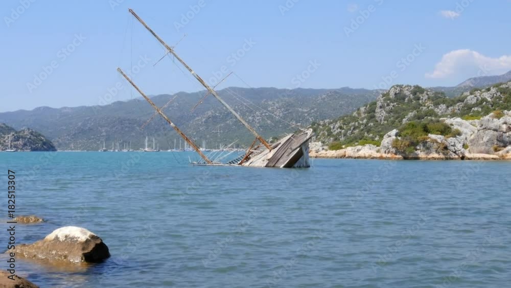 Sunken ship in the Mediterranean sea Sunken ship in the Mediterranean sea