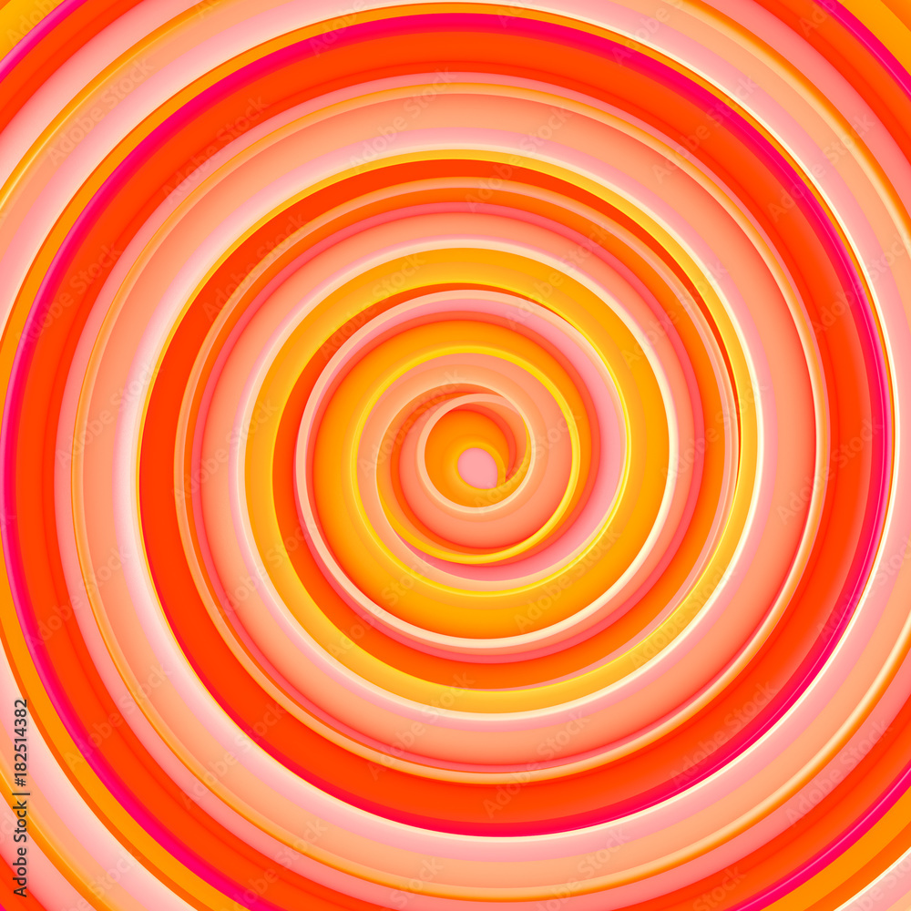 Bright orange gradient twisted spiral hypnotic shape abstract 3D render Bright orange gradient twisted spiral hypnotic shape abstract 3D render