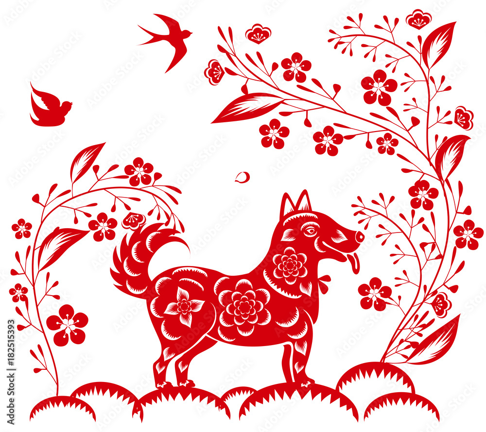 Fototapeta Happy Chinese New Year 2018 year of the dog. Lunar new year.