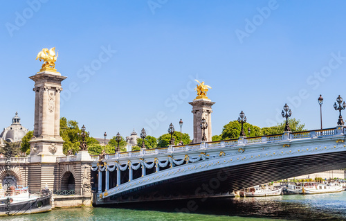 The Alexander III Bridge across the Seine in Paris, France. View from the water © Nikolai Korzhov