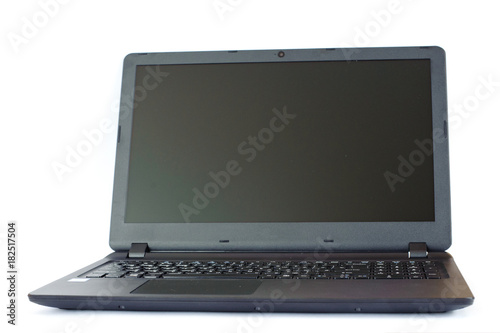 Laptop with blank screen on isolated background