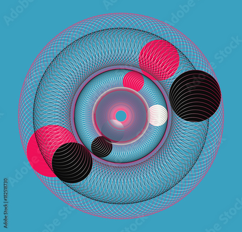 abstract illustration of orbital trajectories in red