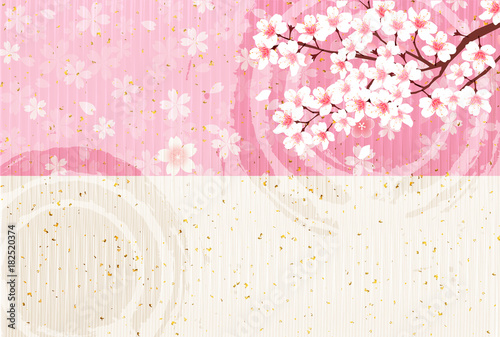 桜　年賀状　和紙　背景