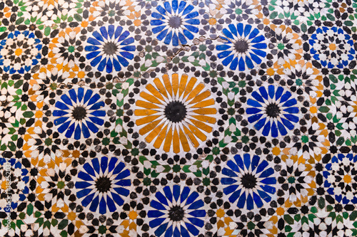 colorful tiles of marrakech bahia palace  morocco