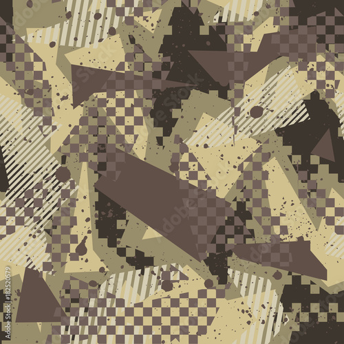 Abstract camouflage seamless pattern texture military repeats army green hunting clothes. Wallpaper for textile and fabric. Fashion style