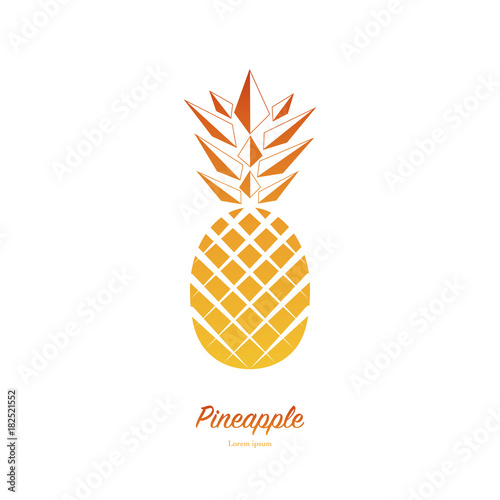 Pineapple isolated on white background. Exotic tropical summer fruit. Trendy Vector illustration. Used illustration for typography, wallpaper, invitations.