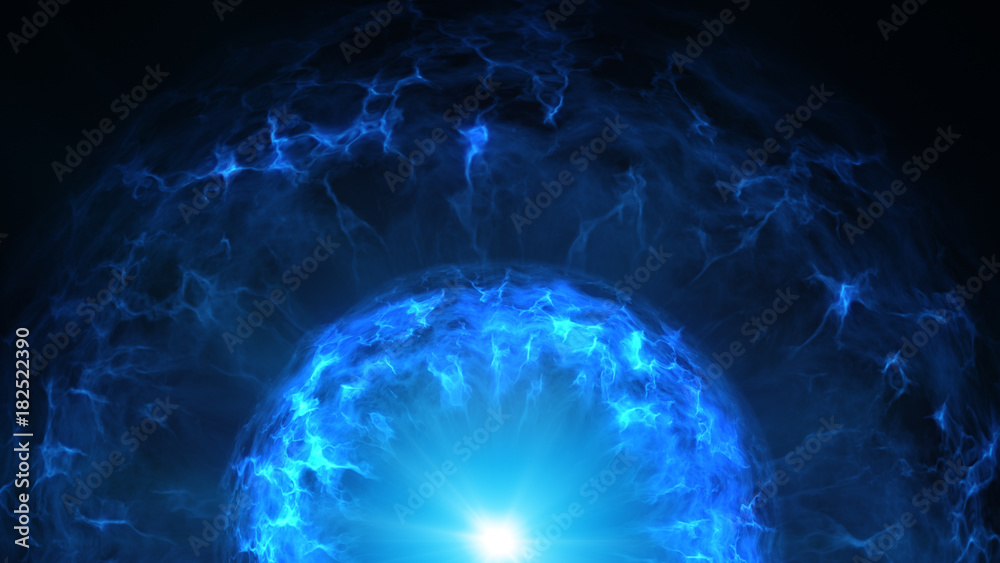 Obraz premium Blue plasma ball with energy charges abstract background