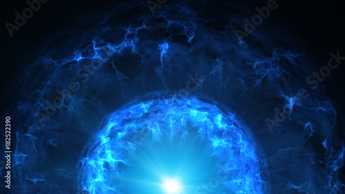 Blue plasma ball with energ...