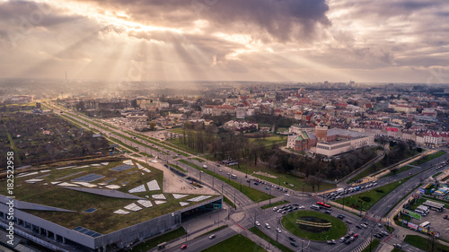 Obraz na płótnie Miasto Lublin z lotu ptaka w salonie