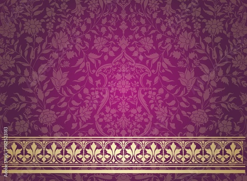 wedding card design, paisley floral pattern , India