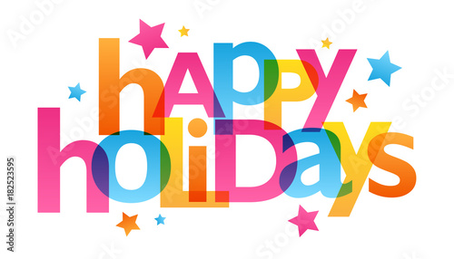 HAPPY HOLIDAYS colourful vector banner with stars