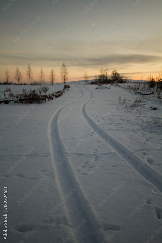 Winter scene in Estonia during early morning