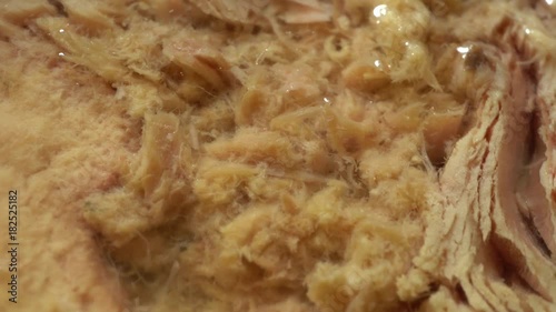 Tuna meat in oil top macro