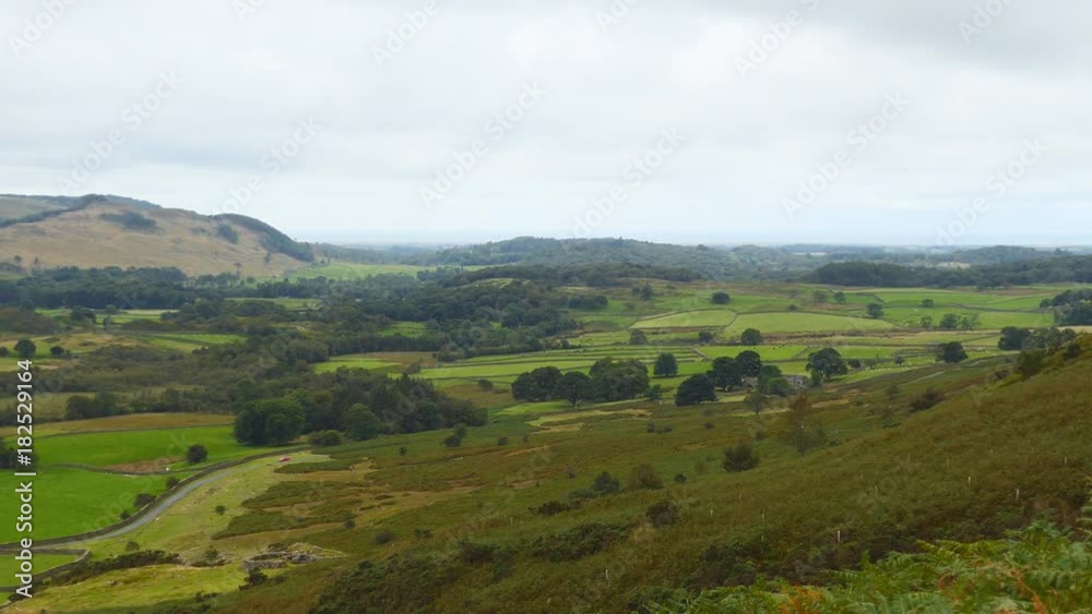 View of the green valley from the mountain. England. View of the green valley from the mountain. England.