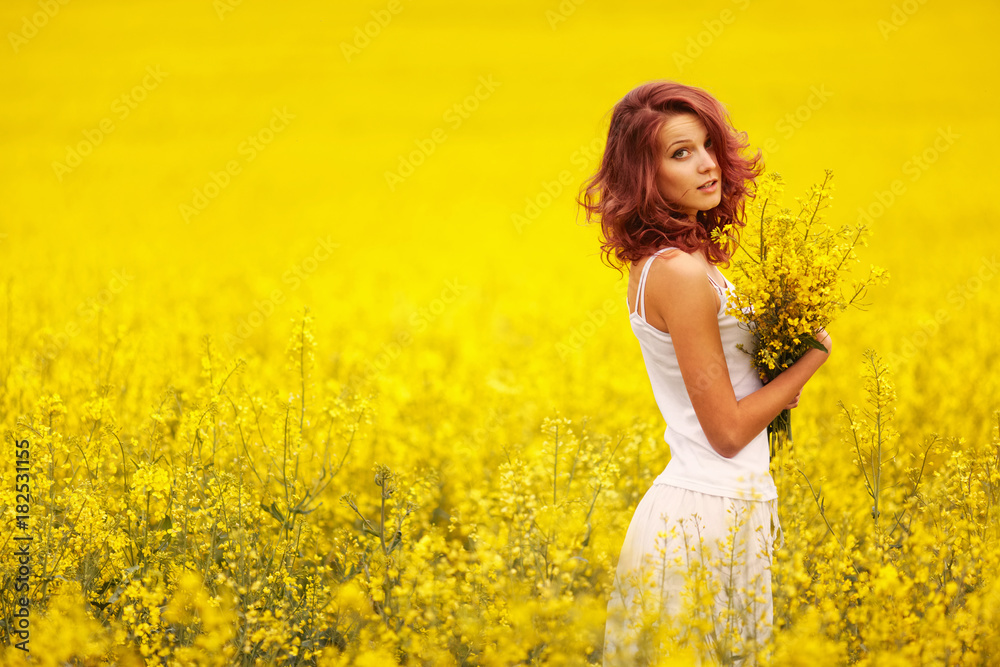 beautiful girl in the yellow field beautiful girl in the yellow field